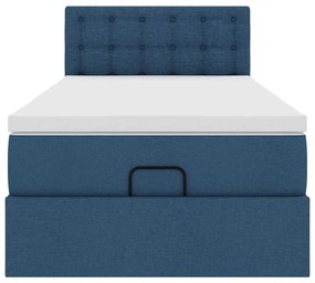 Cama otomana com colchão 100x200 cm tecido azul