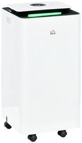 HOMCOM Desumidificador Elétrico 12L/dia Depósito 2,5L Silencioso com 5 Modos 2 Velocidades Ecrã LED e Temporizador 25x25x50cm Branco | Aosom Portugal