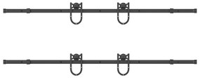 Kit de ferragens para porta deslizante 200 cm aço preto
