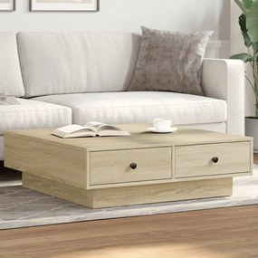 vidaXL Mesa de centro 90x90x28 cm contraplacado carvalho sonoma