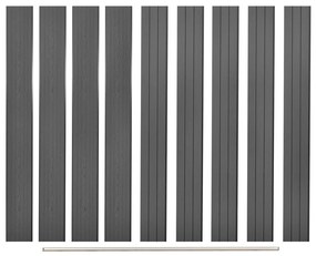 vidaXL Placas de vedação de substituição 9 pcs em WPC 170 cm cinzento