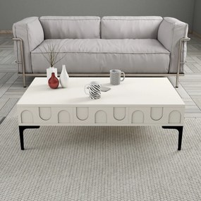 Mesa de Centro Retangular – Lyon – Creme e Preto – 105x60x32,6 cm
