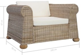 Poltrona com almofadões em vime natural