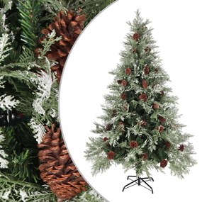 340533 vidaXL Árvore de Natal com pinhas 120 cm PVC e PE verde e branco