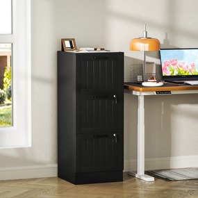 Bloco de Gavetas para Escritório com 3 Gavetas para Escritório com Fechaduras Gavetas Suspensas para A4 40x40x101 cm Preto