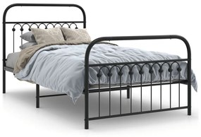 Estrutura de cama com cabeceira e pés 100x190 cm metal preto