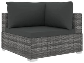 8 pcs conjunto lounge de jardim c/ almofadões vime PE cinzento