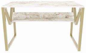 Secretária Lona – Branco e Dourado – 120x72,8x60 cm