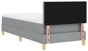 Cama Box com Colchão &amp; LED Cinzento-Claro 90x200 cm Tecido