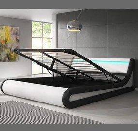 Cama Hidráulica com Arrumação "Patricia" - 180x200 cm - Branco/Preto -