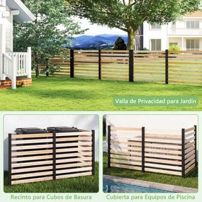 Conjunto de 3 Painéis de Vedação de Jardim, 98 x 107 cm, Instalação sem Escavação, Natural