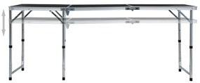 Mesa de campismo dobrável 180x60 cm alumínio cinzento