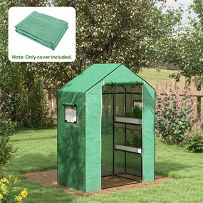 Cobertura de Substituição para Estufa 140x73x190 cm com Janela, Porta com Fecho Éclair, Anti-UV, Proteção de Plantas, Verde