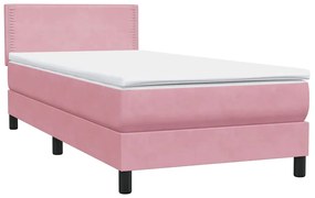 Cama com molas/colchão 80x220 cm veludo rosa