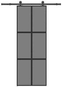 Porta deslizante ferragens 76x205cm vidro temperado/alumínio