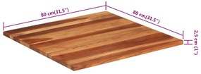 Tampo de mesa madeira de acácia maciça 25-27 mm 80x80 cm