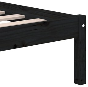 Estrutura de cama casal 135x190 cm madeira maciça preto