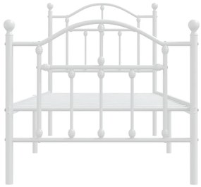 Estrutura de cama com cabeceira e pés 75x190 cm metal branco