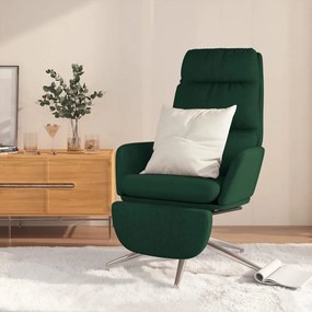 vidaXL Cadeira de descanso com apoio de pés tecido verde-escuro