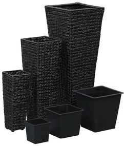Vasos/floreiras 3 pcs jacinto de água preto