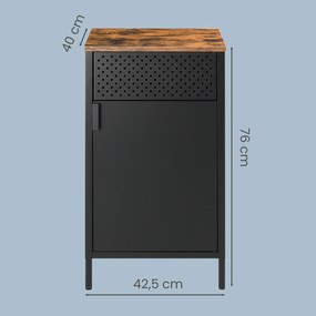 Armário metálico de arrumação para escritório 40 x 42,5 x 76 cm, fecho magnético castanho-preto