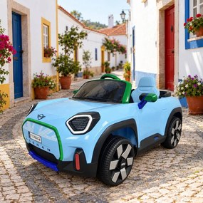 Carro elétrico para crianças MINI ACEMAN 12V 2.4G, Rodas de borracha, assento em pele sintética Azul