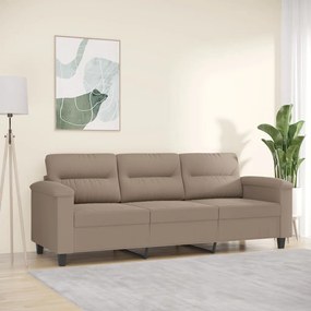 vidaXL Sofá de 3 lugares 180 cm tecido de microfibra cinza-acastanhado
