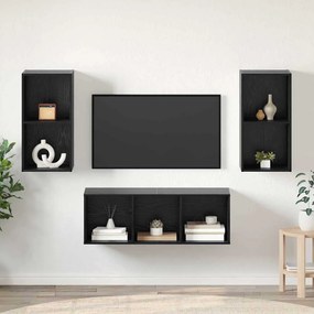 vidaXL Conjunto de Estantes para TV 3 pcs Carvalho preto