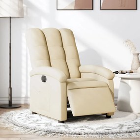 vidaXL Poltrona reclinável elétrica tecido cor creme