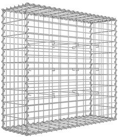 Cesta de gabião SONGMICS, gaiola de gabião de metal com malha de 5 x 10 cm para pedras, galvanizada, divisória de parede para decoração de jardim, 100 x 90 x 30 cm, prata GGB193