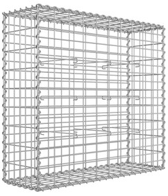 Cesto gabion galvanizado com malha 5 x 10 cm para pedras | SONGMICS | 100 x 90 x 30 cm | prata | GGB193.