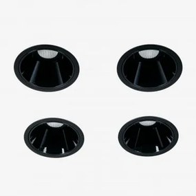 Pack De 4 Downlights Led Embutidos Com Molduras Redondas Ø7 Cm Em Alumínio Luisiana Preto & Branco 3000k & 8 W & 23º - Sklum