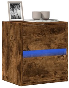 vidaXL Móvel de parede p/ TV c/ luzes LED 41x31x45 cm carvalho fumado