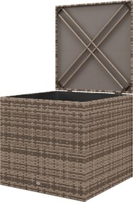 Outsunny Baú de Armazenamento de Vime Sintético 75x75x70 cm Baú de Exterior com Haste de Ar e Estrutura de Aço Carga 50 kg Cáqui | Aosom Portugal