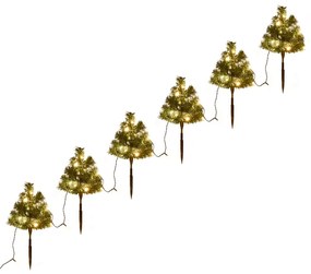 Árvores de Natal de caminho 6 pcs 45 cm PVC LEDs branco quente