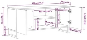 Móvel de TV 105x33x46 cm madeira de mangueira maciça preto