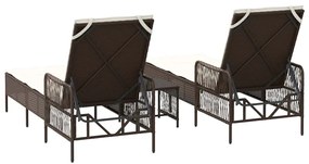 Conjunto de Espreguiçadeira Conjunto de 3 Marrons e creme