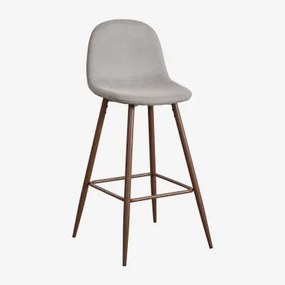 Pacote De 2 Bancos Altos Glamm Cinza Concreto & ↑75 Cm & Madeira Escura - Sklum