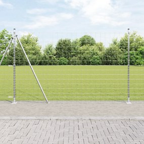 vidaXL Cerca Euro com 7 Postes Flangeados 1,4x10 m Aço Galvanizado