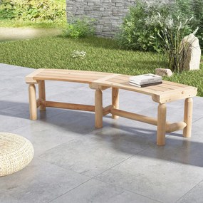 Banco de Jardim Curvo para 2 Pessoas, 139 x 36 x 41 cm, Madeira Carbonizada, Castanho