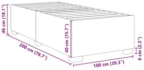 Estrutura de cama sem colchão 100x200 cm veludo cinzento-claro