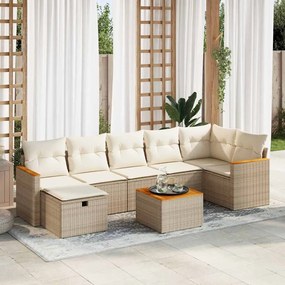 vidaXL 8 pcs conjunto de sofás p/ jardim com almofadões vime PE bege