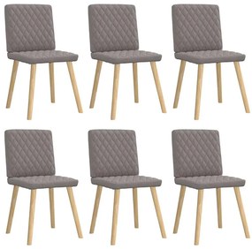 Cadeiras de jantar 6 pcs tecido cinzento-acastanhado