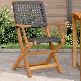 vidaXL Cadeiras de jardim 2 pcs madeira acácia maciça e vime PE preto