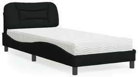 vidaXL Cama com colchão Hvar 90x200 cm tecido preto