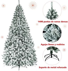 Árvore de Natal Nevado 270 cm com agulhas de PVC de 1498 pontas 152 x 275 cm Branco e Verde