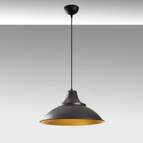 Candeeiro de Teto Saglam – Preto e Dourado – Diâmetro 44 cm, Altura 12