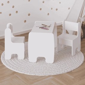 Conjunto de mesa infantil e duas cadeiras infantis - branco