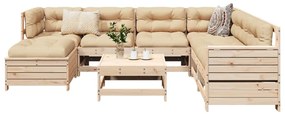 8 pcs conjunto sofás de jardim pinho maciço