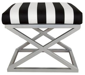 Pouffe Capraz – Silver, White, Black – 50 cm x 42 cm x 40 cm